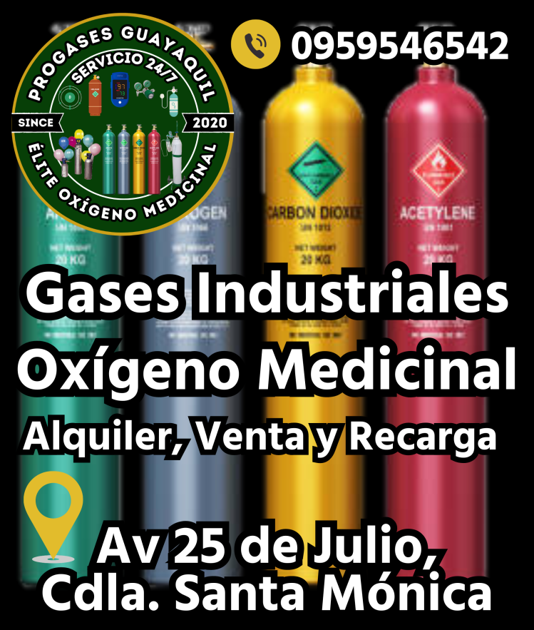 Oxigeno Medicinal Guayaquil Gases Industriales Ecuador. Alquiler Venta Recarga de Tanques Cilindros. Globos de Helio. Reguladores Acoples